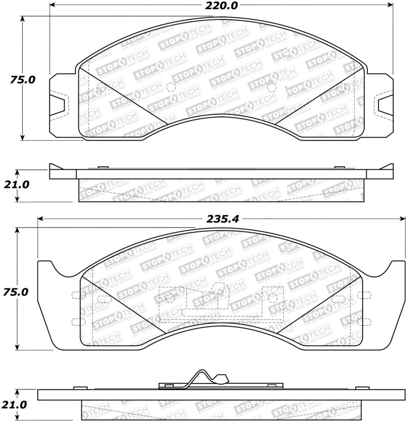 Stoptech 309.0411 Sport Brake Pads w/Shims - Front