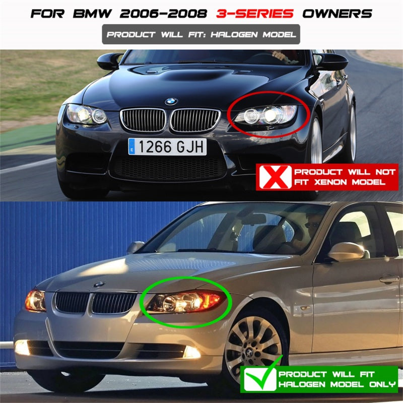 Spyder 5009029 fits BMW 06-08 E90 3-Series (4 dr) Proj LED Halo Amber Reflctr R