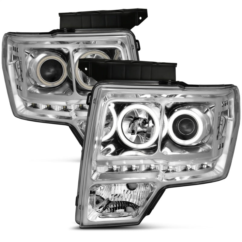 ANZO 111297 2014 fits Ford 09-20 F-150 Projector Headlights w/ Halo Chrome (CCFL) G2