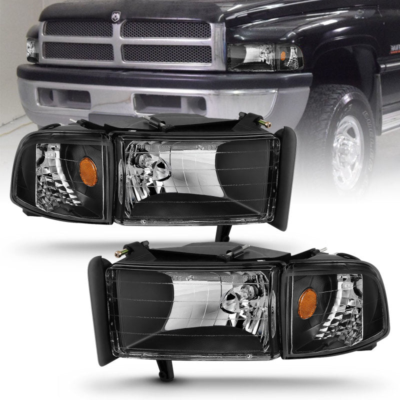 ANZO 111067 1901 fits Dodge 94-20 Ram Crystal Headlights Black