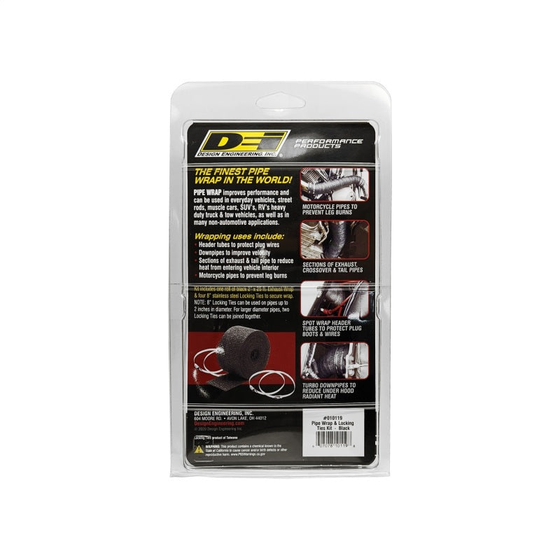 DEI  10119 Exhaust Wrap Kit - Pipe Wrap and Locking Tie - Black