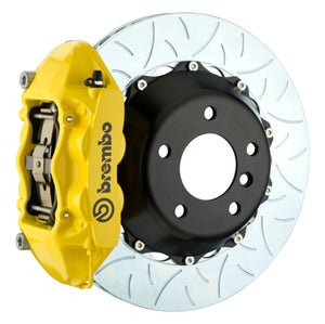 Brembo 2P3.9025A5 Brembo 10-12 Range fits Rover Rear GT BBK 4 Piston Cast 380x28 2pc Rotor Slotted Type-3- Yellow