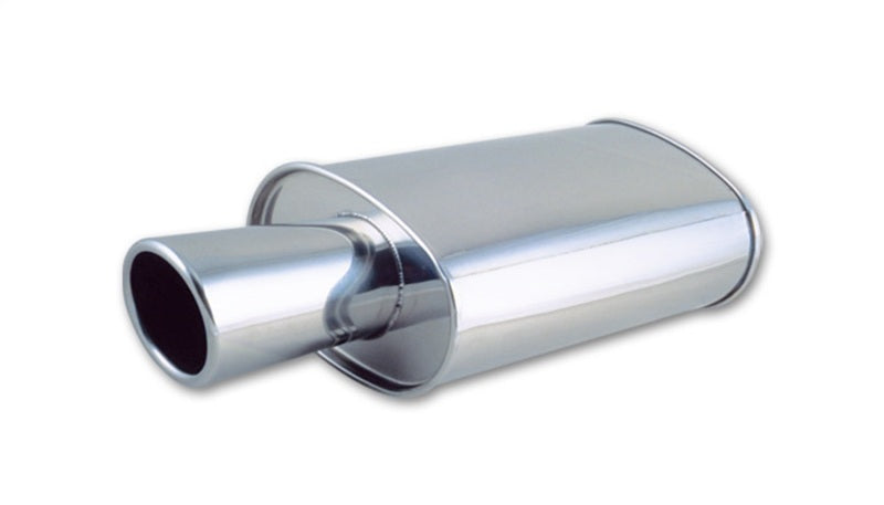 Vibrant 1046 Power Oval Muffler with 4in Round Tip Angle Cut Rolled Edge - 2.5i