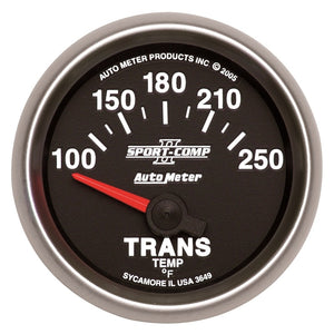 AutoMeter 3649 Autometer Sport-Comp II Short Sweep Electronic 100-250 Deg F Transmission Temp Gauge