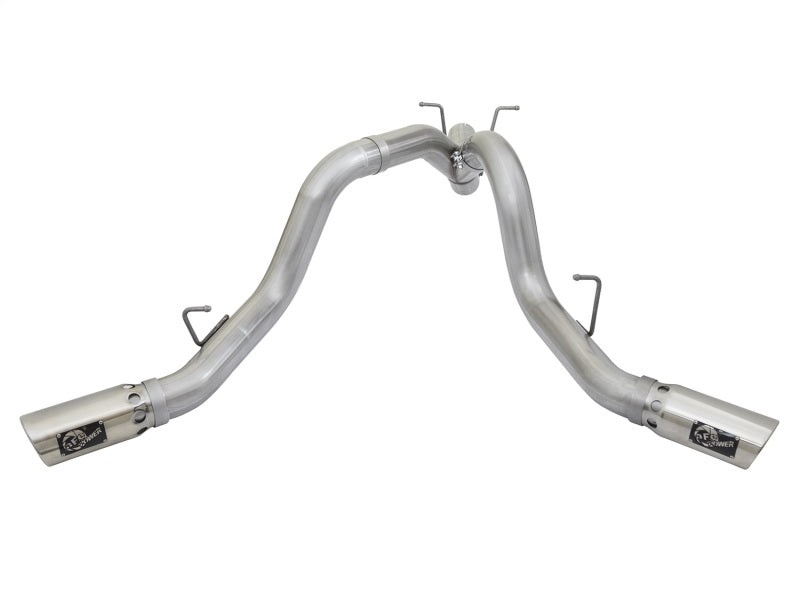 AFE 49-04086-P 4in DPF-Back Alum Steel Exhaust System w/Dual Exit Polished Tip