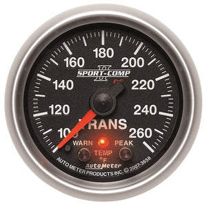 AutoMeter 3658 Autometer Elite 52.4mm 100-260F Transmission Temprature Peak & Warn w/ Electronic Control Gauge