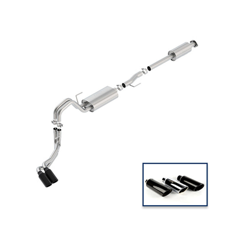 fits Ford 15-18 Racing M-5200-F1550RTBA F-150 5.0L Cat-Back Touring Exhaust System - Side Exit Black Chrome Tips