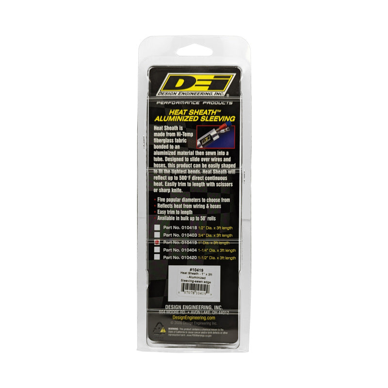 DEI  10419 Heat Sheath 1in x 3ft - Aluminized Sleeving - Sewn Edge