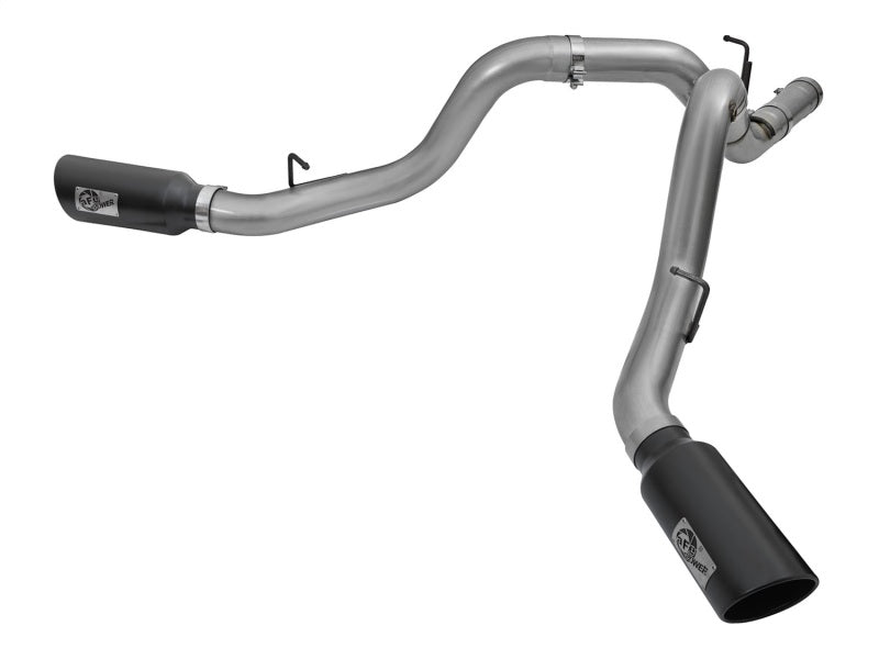 AFE 49-44080-B Bore HD 4in Dual DPF-Back SS Exhaust w/Black Tip 16-17 fits GM D