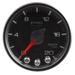 AutoMeter P31032 Autometer Spek-Pro Gauge Pyro. (Egt) 2 1/16in 2000f Stepper Motor W/Peak & Warn Blk/Blk