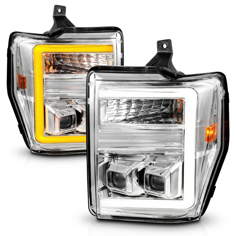 ANZO 111587 fits Ford 08-10 F-250 - F-550 Super Duty Projector Headlights w/ Light Bar Switchback Chrome Housing