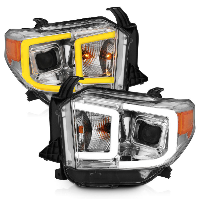 ANZO 111415 fits Toyota 14-17 Tundra Plank Style Projector Headlights Chrome w/ Amber