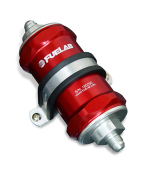 Fuelab 84812-2 848 In-Line Fuel Filter Standard -8AN In/Out 40 Micron Stainless w/Check Valve - Red