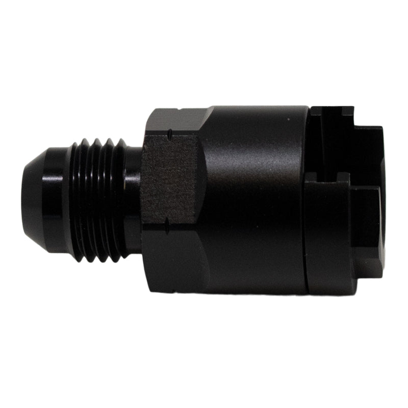 DeatschWerks 6-02-0103-B 6AN Male Flare to 3/8in Female EFI Quick Connect Adapter - Anodized Matte Black