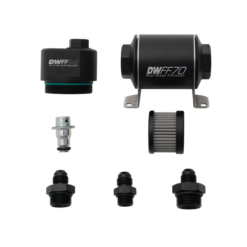 DeatschWerks 8-FFR-070-010K-6 DWFFR-X 70mm Billet Fuel Filter Regulator - 10 Micron with 6AN Fittings
