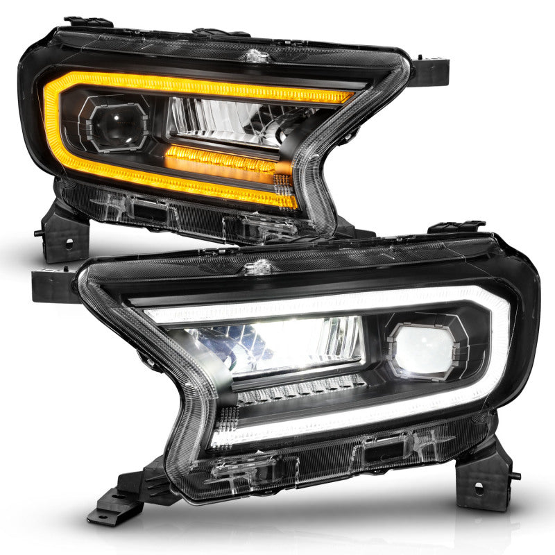 ANZO 111613 fits Ford 19-23 Ranger Full LED Projector Headlights w/ Initiation & Sequential - Black