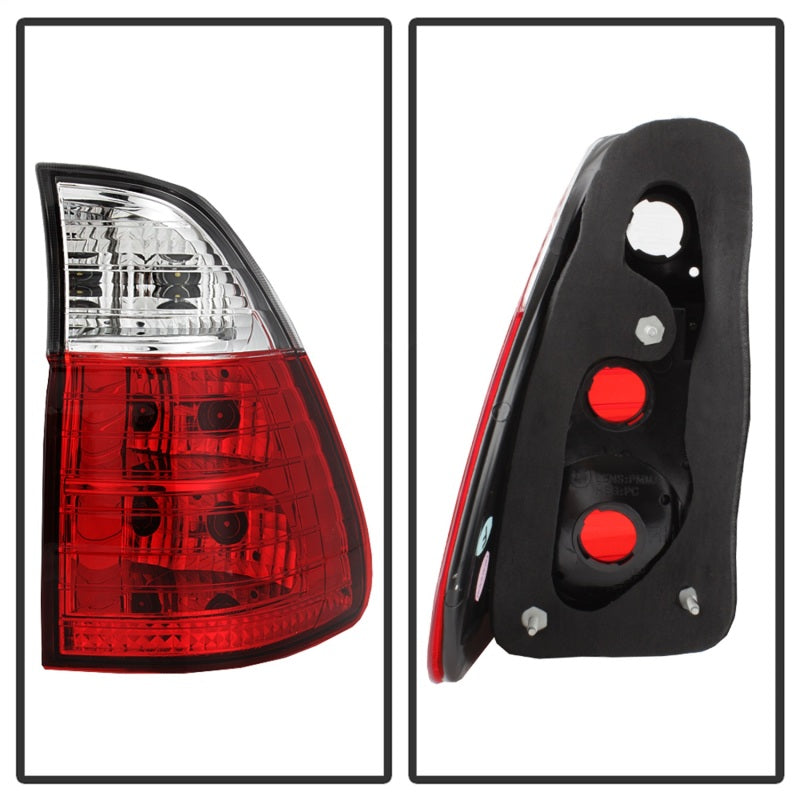 Spyder 5000835 fits BMW 00-06 E53 X5 4PCS Euro Style Tail Lights- Red Clear ALT
