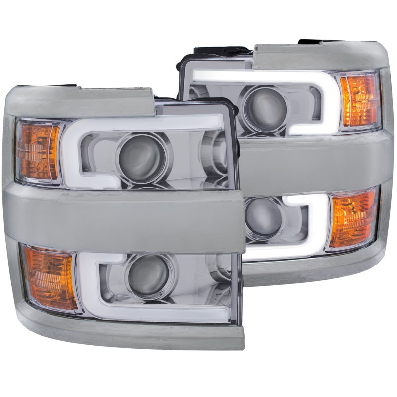 ANZO 111360 2016 fits Chevrolet 15-20 Silverado Projector Headlights w/ Plank Style Design Chrome w/ Amber