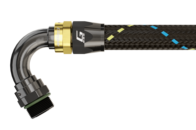 GReddy 12810812 AN08 120 DEGREE ORB MALE BLACK/GOLD ANODIZED