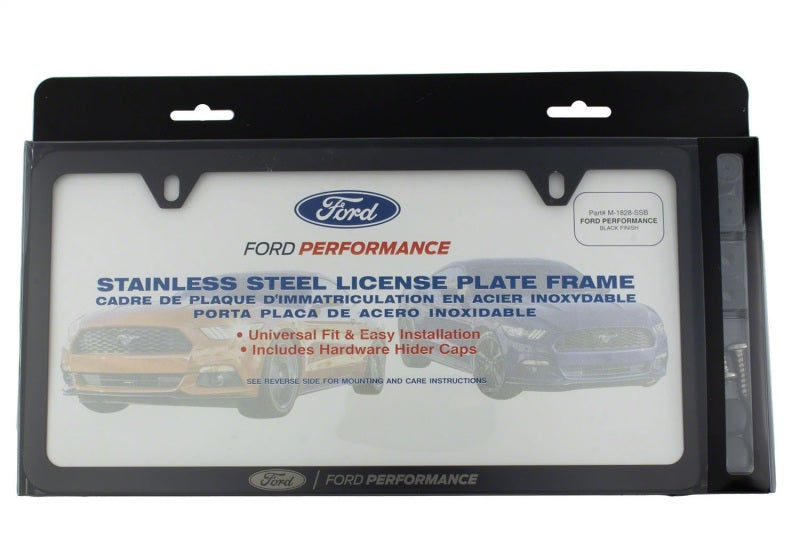 fits Ford Racing M-1828-SSB fits Ford Performance Slim License Plate Frame - Black Stainless Steel