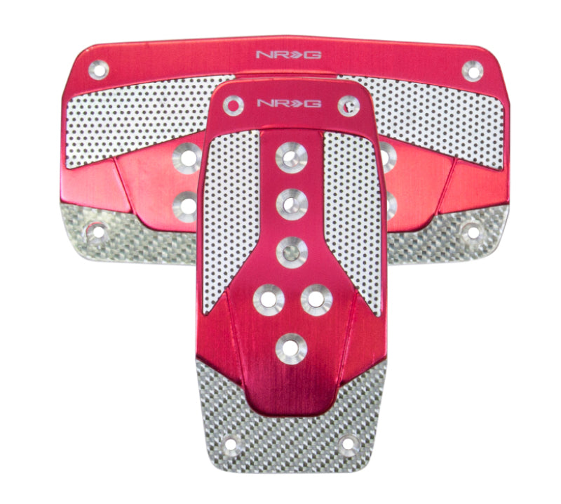 NRG PDL-450RD Aluminum Sport Pedal A/T - Red w/Silver Carbon