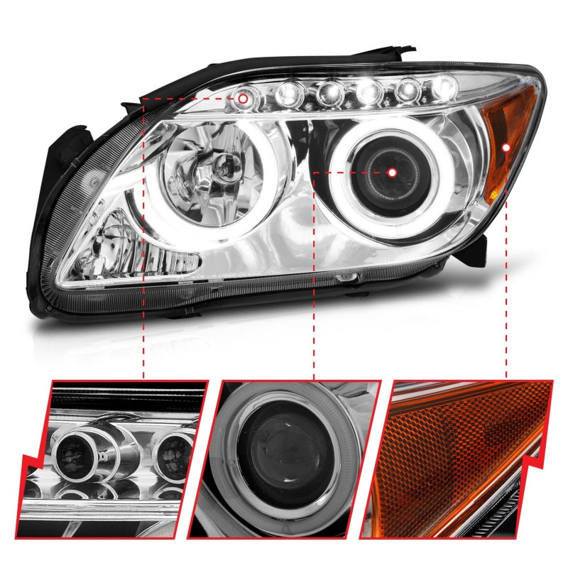 ANZO 121120 2010 fits Scion 05-20 Tc Projector Headlights w/ Halo Chrome (CCFL)