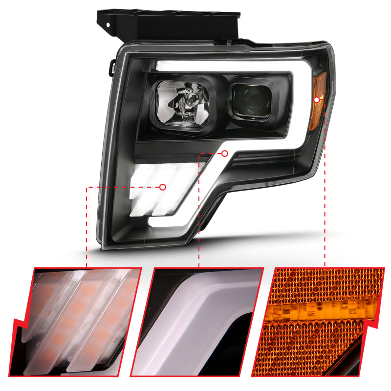 ANZO 111469 2013 fits Ford 09-20 F-150 Projector Light Bar G4 Switchback H.L.Black Amber