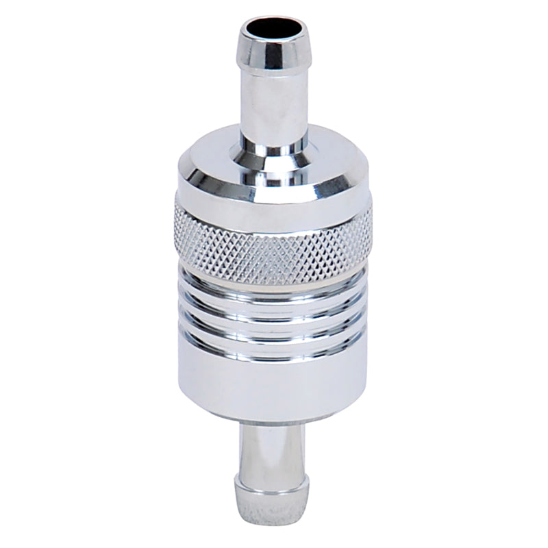 Russell 645120 Performance Chrome Street Fuel Filter (3in Length 1-1/8in diameter 3/8in inlet/outlet)
