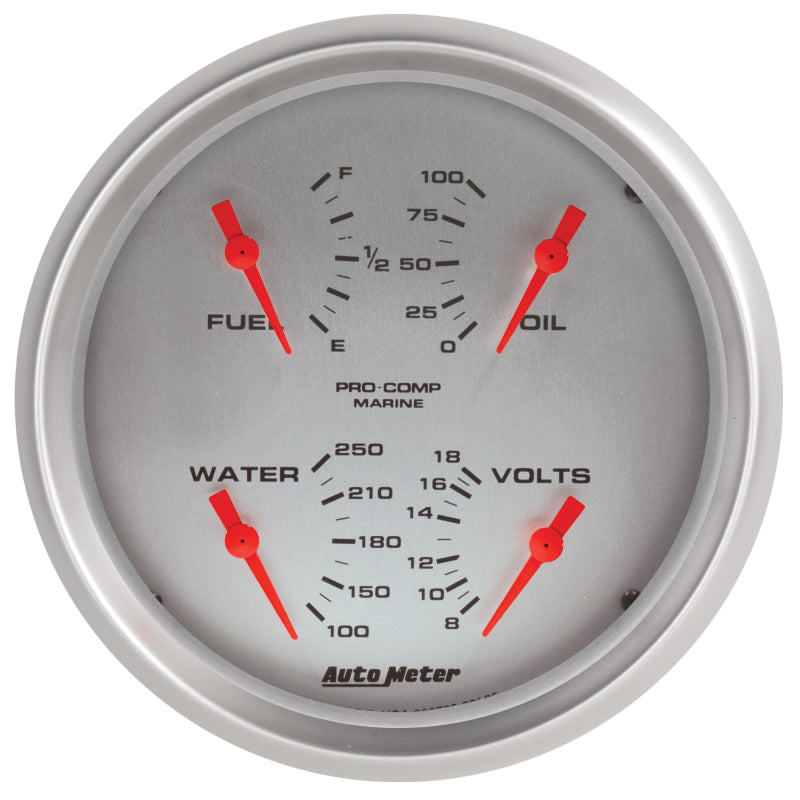 AutoMeter 200705-33 Autometer Marine Silver 5in Ultra-Lite 100 PSI
