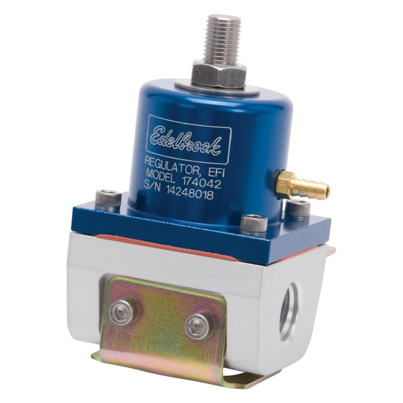 Edelbrock 174042 Fuel Pressure Regulator EFI 180 GPH 35-90 PSI -6 In/Out -6 Return Blue/Clear