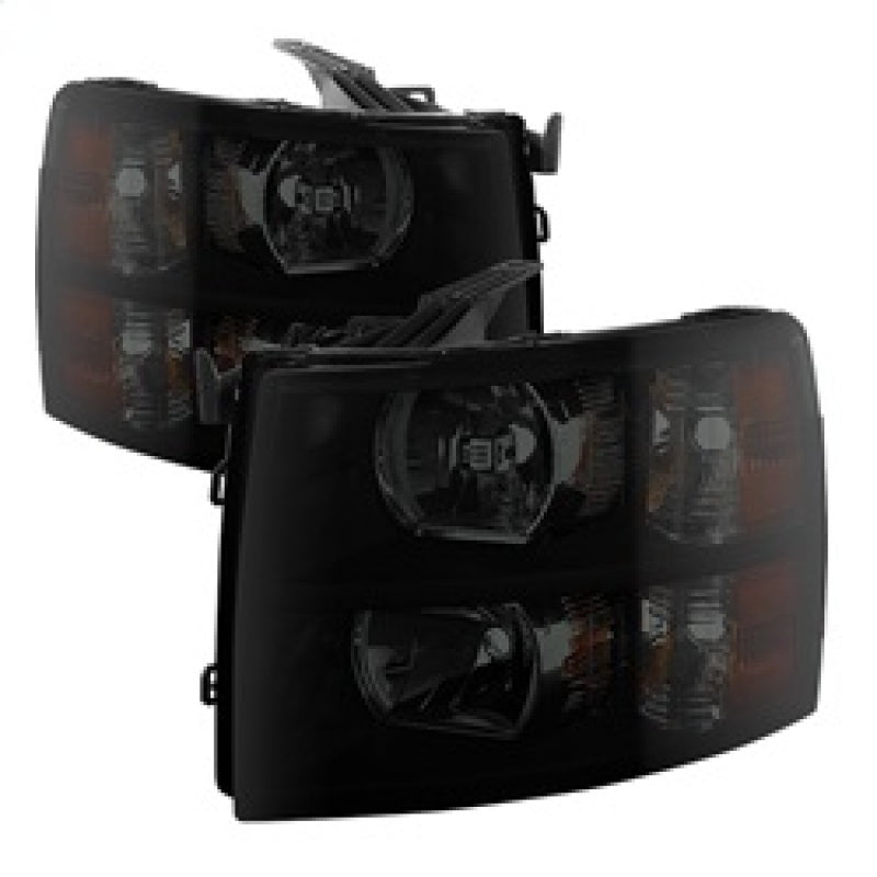 9030260 Xtune fits Chevy 07-13 Silverado Crystal Headlights Black Smoked HD-JH
