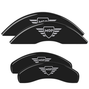 MGP 42020SMGPBK 4 Caliper Covers Engraved F&R Black Finish Silver Characters 11-