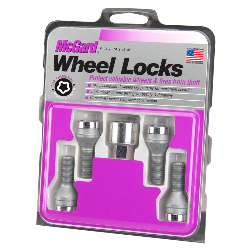 McGard 27216 Wheel Lock Bolt Set - 4pk. (Cone Seat) M12X1.25 / 17mm Hex / 22.0mm Shank Length - Chrome