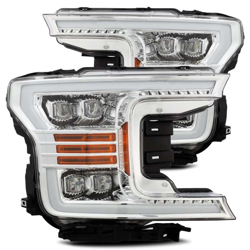 AlphaRex 880181 fits Ford 18-19 F-150 NOVA LED Projector Headlights Plank Style Chrome w/ActivLight/Seq Signal