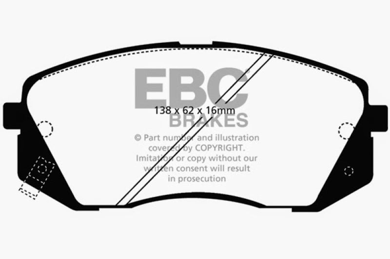 EBC DP21809 15+ fits Hyundai Sonata 1.6 Turbo (Elec Park Brake) Greenstuff Front Brake Pads