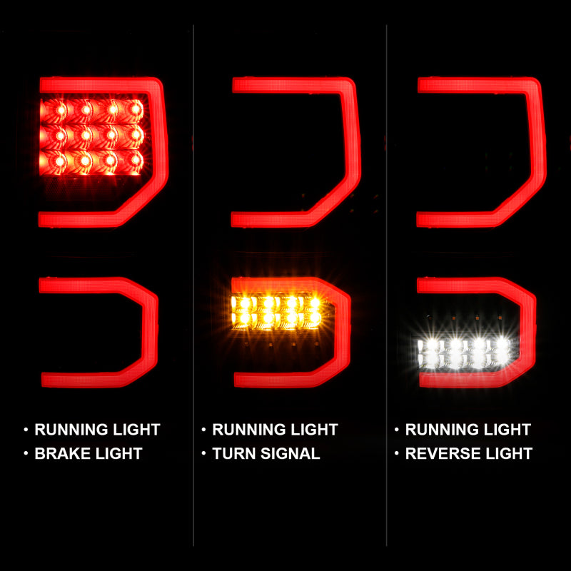 ANZO 311336 2013 fits Toyota 07-20 Tundra LED Taillights Plank Style Black w/Clear Lens