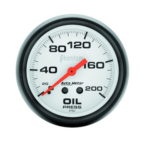 AutoMeter 5822 Autometer Phantom 66.7mm 0-200 PSI Mechanical Oil Pressure Gauge