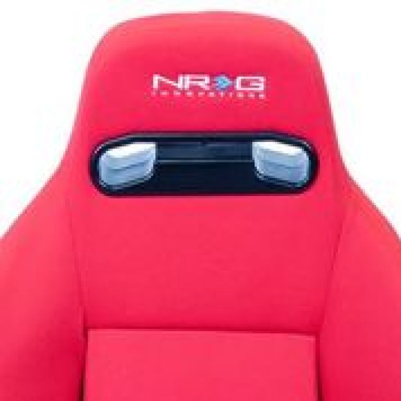 NRG RSC-210L/R Sport Seats (Pair) Type-R Cloth w/NRG Logo - Red w/Red Stitch