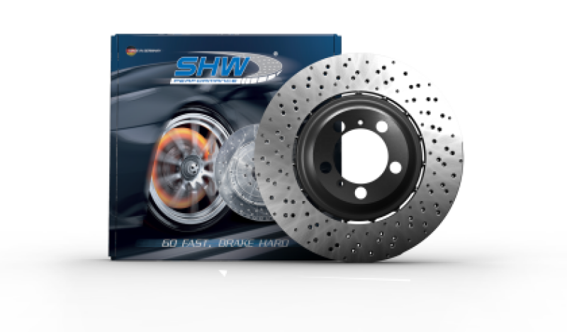 SHW 22-25 Porsche 718 Cayman GT4 RS Right Rear Cross-Drilled Lightweight Brake Rotor (9GT615602E)