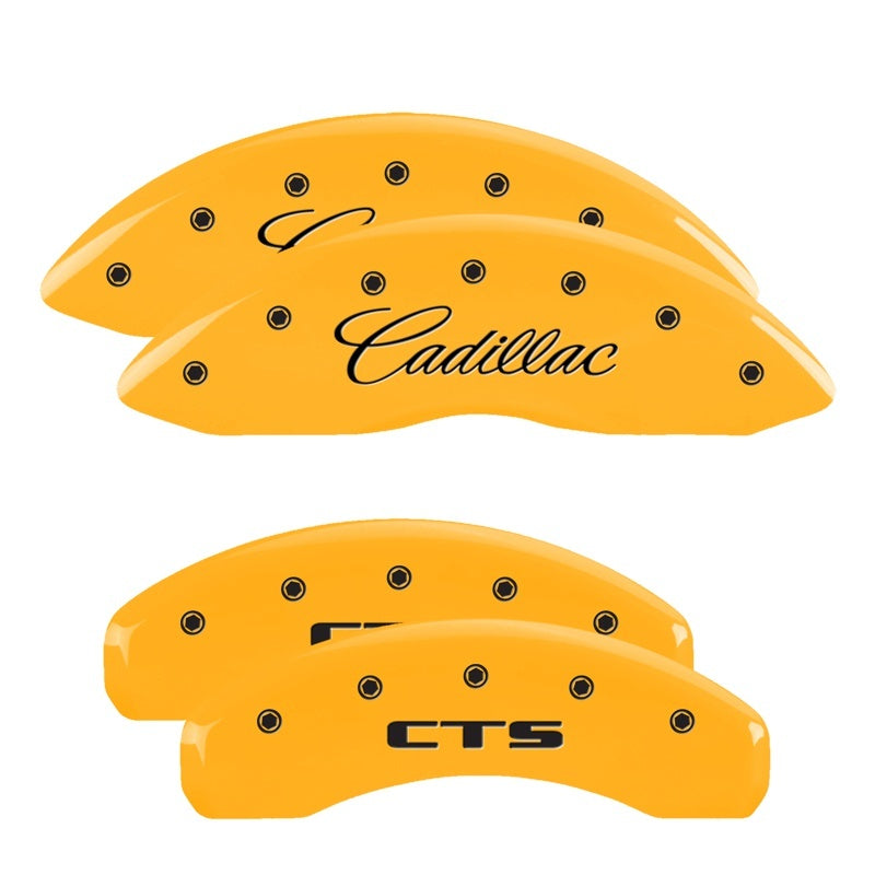 MGP 35028SCTSYL 4 Caliper Covers Engraved Front fits Cadillac Rear CTS Yellow Fi