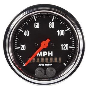 AutoMeter 2480 Autometer Traditional Chrome 3-3/8in 140 MPH In-Dash Full Sweep GPS Speedometer