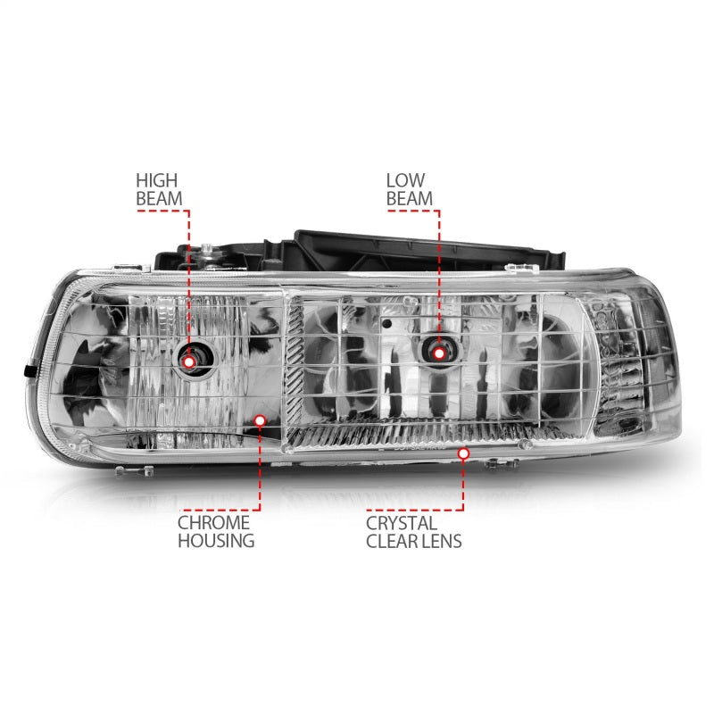 ANZO 111011 1902 fits Chevrolet 99-20 Silverado 1500 Crystal Headlights Chrome