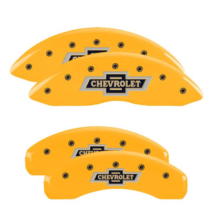 MGP 14252SBANYL 4 Caliper Covers Engraved F & R 100th Anniv Yellow Finish Black