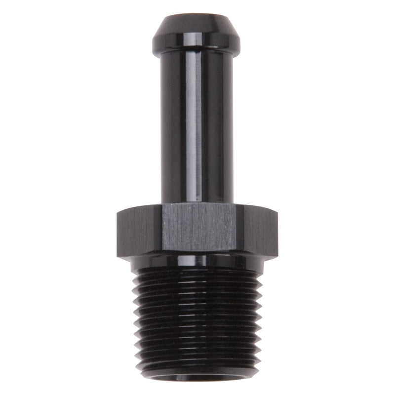 Edelbrock 8117 Hose End Straight 3/8In NPT to 3/8In Barb Black Anodize
