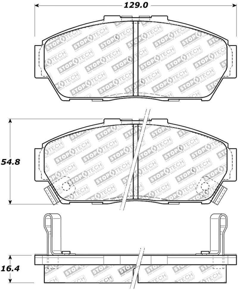 Stoptech 308.0617 Street Touring 93-95 fits Honda Civic Coupe Front Brake Pads