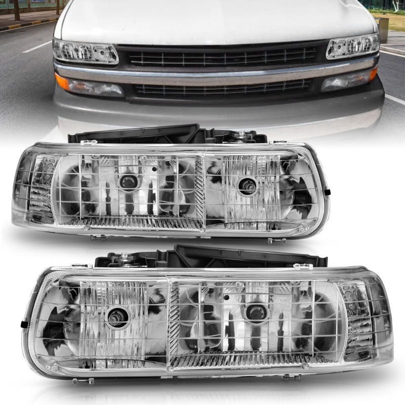 ANZO 111011 1902 fits Chevrolet 99-20 Silverado 1500 Crystal Headlights Chrome