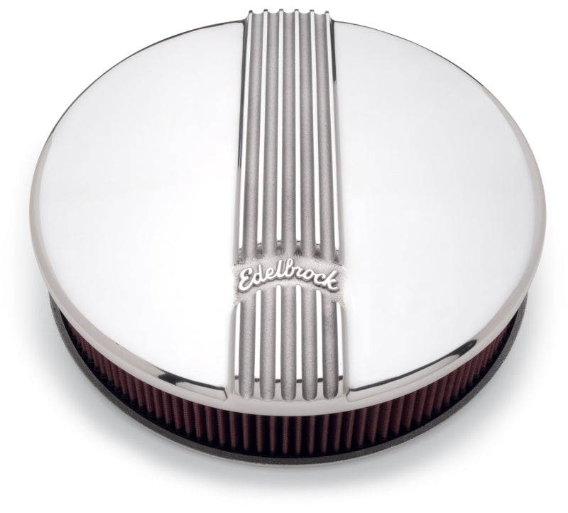 Edelbrock 4117 Air Cleaner Classic Series Round Aluminum Top Cloth Element 14In Dia X 3 9In Polished