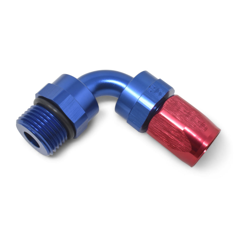 Russell 612470 Performance Hose End #8 Hose to #8 Radius Inlet Port 90 Deg Red/Blue
