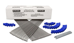Excel XS8-15197B Rear Spoke/Blue Nipple Set (w/ Wrench) - 8 Gauge / 32 Qty - Blue