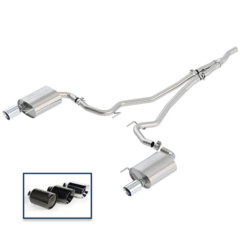 fits Ford Racing M-5200-M4ECA 2018+ Mustang 2.3L EcoBoost Cat-Back Extreme Exhaust System w/ Chrome Tips